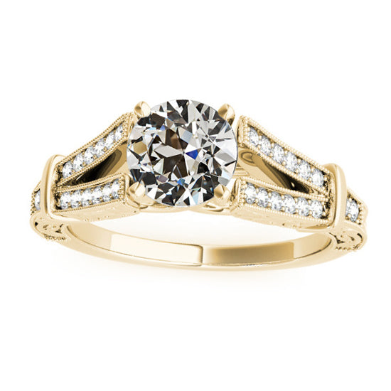 Gold Round Old European Diamond Ring