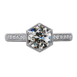 Gold Round Old Mine Cut Natural Earth Mined Diamond Ring 6 Prong Set 3 Carats Jewelry