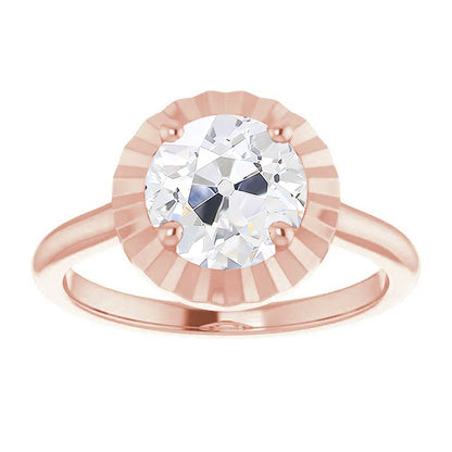 natural round diamond 3ct ring front view
