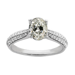 Gold Round & Oval Old Mine Cut Genuine Natural Earth Mined Diamond Anniversary Ring 4 Carats