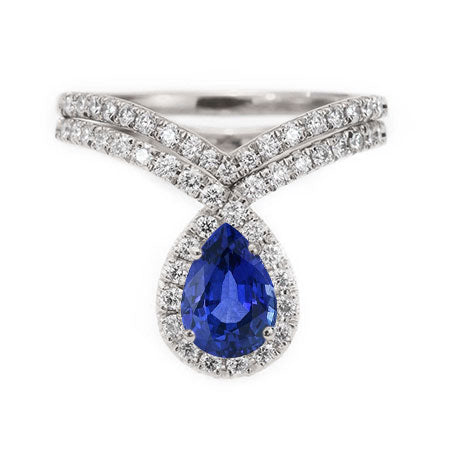 Gold Sapphire Wedding Set 3.50 Ct Diamond Ring Enhancer