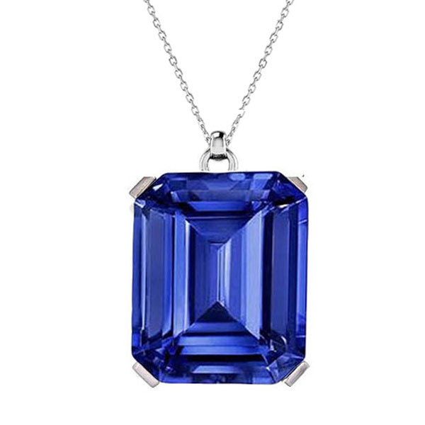 Gold Solitaire Pendant Emerald Ceylon Sapphire