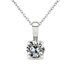 Gold Solitaire Pendant 1.50 Ct. Prong Set Old Miner Natural Diamond