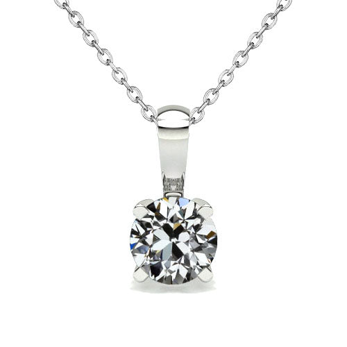 Gold Solitaire Pendant 1.50 Ct. Prong Set Old Miner Diamond