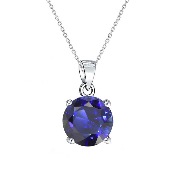 Gold Solitaire Pendant Round Ceylon Sapphire