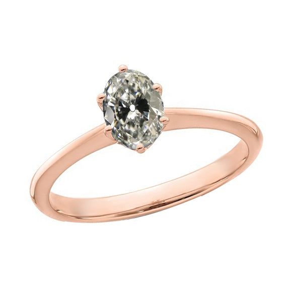   Lady’s Fancy Gold Solitaire Ring Oval Old Cut Diamond