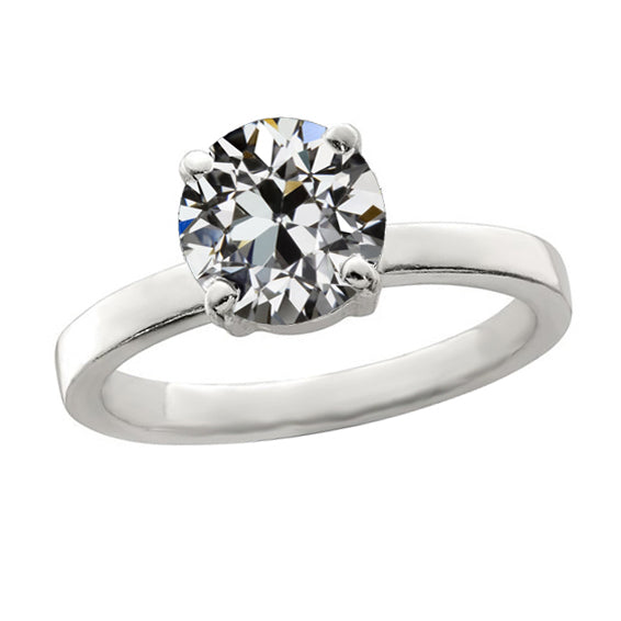 Gold Solitaire Ring Old Miner Cut Diamond Prong Set