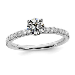 Gold Solitaire Ring With Accents Round Old Mine Cut Diamond 3 Carats