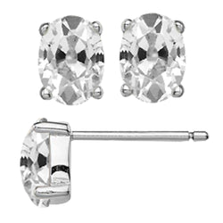 Gold Solitaire Stud Earrings Oval Old Miner Real Diamond 6 Ct.