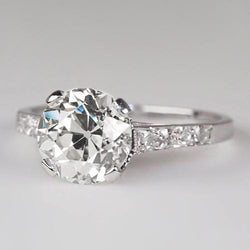 Genuine   Gold Wedding Ring Old Mine Cut Round Diamonds 2.50 Carats