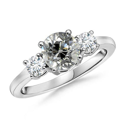 natural round diamond 3.50ct ring front view