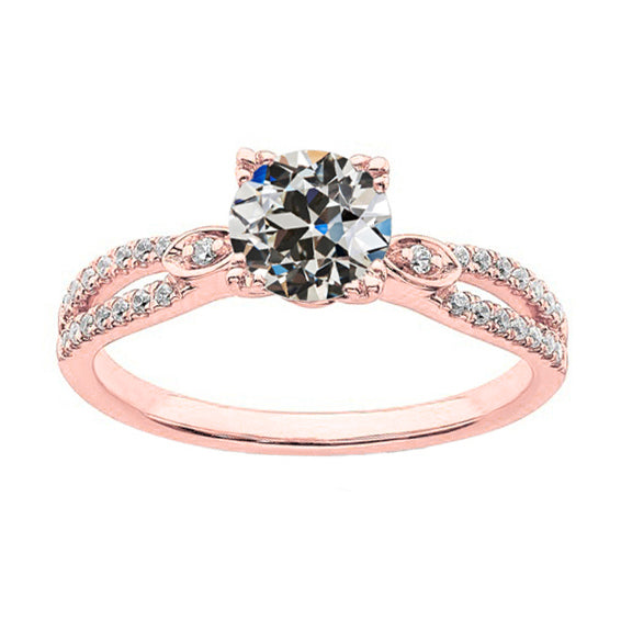 Gold Women’s Ring Round Old Mine Cut Diamond