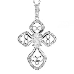 Gold 14K Cross Natural Earth Mined Diamond Pendant Round & Oval Old Miner 2.5 Carats