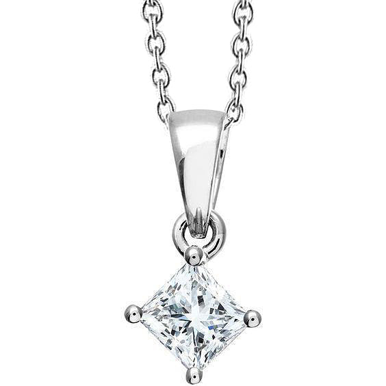 Gorgeous 2 Carat Princess Cut Natural Earth Mined Diamond Pendant Necklace Gold White 14K