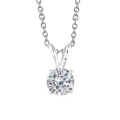 Gorgeous 3 Ct Solitaire Round Cut Real Natural Earth Mined Diamond Pendant Necklace White Gold