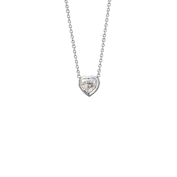 Gorgeous Heart Cut Diamond Necklace Pendant Solid Gold White 1 Ct.