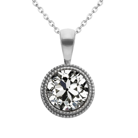 Gorgeous Ladies Pendant Necklace 2 Ct Old Miner Diamond