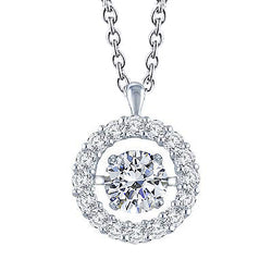 Gorgeous Round Cut Lab Grown Diamond Necklace Pendant 7 Carats Solid White Gold