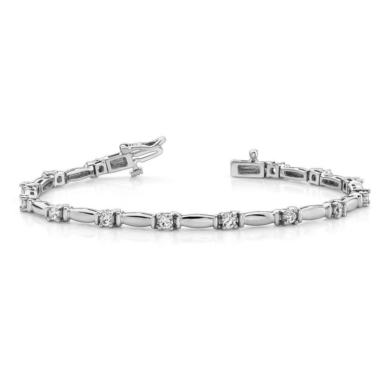 Gorgeous 2.10 Carats Round Lab Grown  Diamond Tennis Bracelet White Gold 14