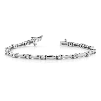 Gorgeous 2.10 Carats Round Lab Grown  Diamond Tennis Bracelet White Gold 14