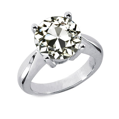 Gorgeous Big Round Old Cut 8 Carats Solitaire Lab Grown Diamond Engagement Ring