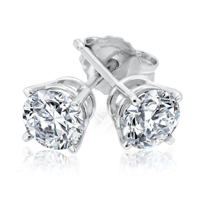 Gorgeous Round  GIA Certified Lab Grown Diamond Women Stud Fine Earrings 2 Carats White Gold 14K
