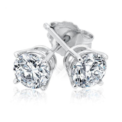 Gorgeous Round  GIA Certified Lab Grown Diamond Women Stud Fine Earrings 2 Carats White Gold 14K