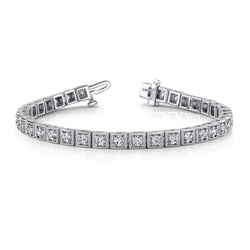 Gorgeous Round Prong Set Natural Diamond Square Link Bracelet White 7 Ct