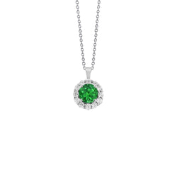 Green Emerald And Diamond Pendant Necklace 4.65 Carats White Gold 14K