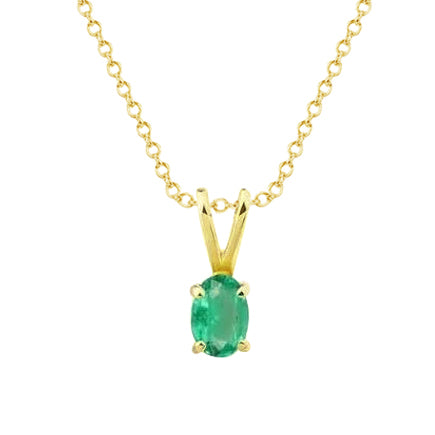 Green Emerald Gemstone Pendant Necklace 4 Carats 14K Yellow Gold New