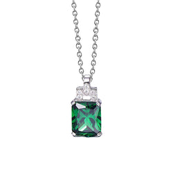 Green Emerald & Diamond Gemstone Pendant Necklace 6.20 Carat WG 14K