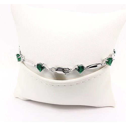 Gemstone Bracelet Green Sapphire Heart Shape Diamond Bracelet 9.54 Carats Jewelry