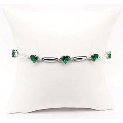 Green Sapphire Heart Shape Natural Earth Mined Diamond Bracelet 9.54 Carats Jewelry