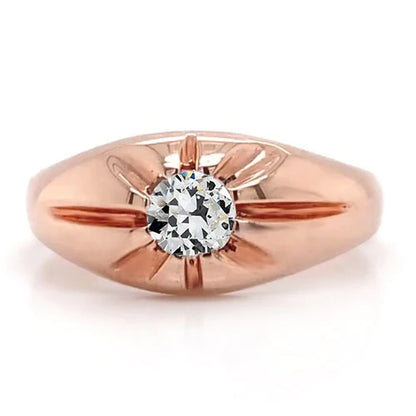 Gypsy Rose Gold Solitaire Round Old Mine Cut Diamond Ring 1 Carat