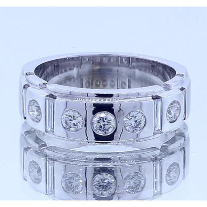 Gypsy Round & Baguettes Diamond Anniversary Band Satin Finish