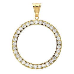 Half Natural Earth Mined Diamond Bezel Dollar Pendant 1 Carat (Coin not included) Gold 14K