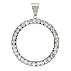 Bezel Half Dollar Natural Earth Mined Diamond Pendant Gold 2 Carats (Coin not included)