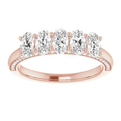 Half Eternity Band Oval Old Mine Cut Natural Earth Mined Diamond 14K Gold 8.75 Carats