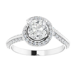 Halo Anniversary Ring Cushion Old Cut Natural Earth Mined Diamond Prong Set 6 Carats