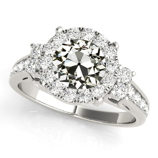 Halo Anniversary Ring Old Miner Diamond Channel Set Accents