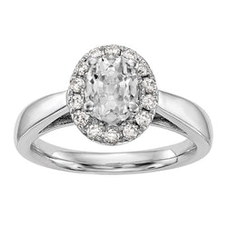 Halo Anniversary Ring Oval Old Cut Diamond 3.75 Carats Tapered Shank