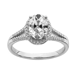 Halo Anniversary Ring Oval Old Miner Real Natural Earth Mined Diamond Split Shank 5.50 Carats