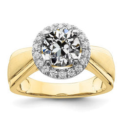 Halo Anniversary Ring Round Old Cut Diamond Tapered Shank 3.50 Carats