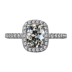Halo Anniversary Ring Round & Oval Old Mine Cut Natural Earth Mined Diamond 6.50 Carats