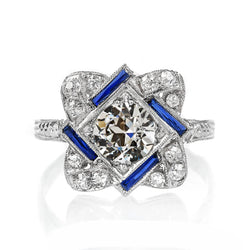 Halo Art Deco Jewelry New Sapphire Ring Old Miner Natural Earth Mined Diamond Gold Jewelry