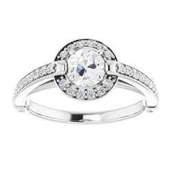 Halo Cathedral Setting Anniversary Ring Old Cut Natural Earth Mined Diamonds Prong Set