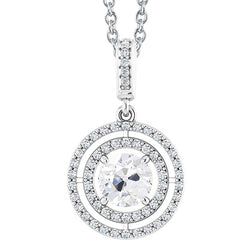 Halo Circle Real Natural Earth Mined Diamond Pendant Round Old Mine Cut 3.50 Carats