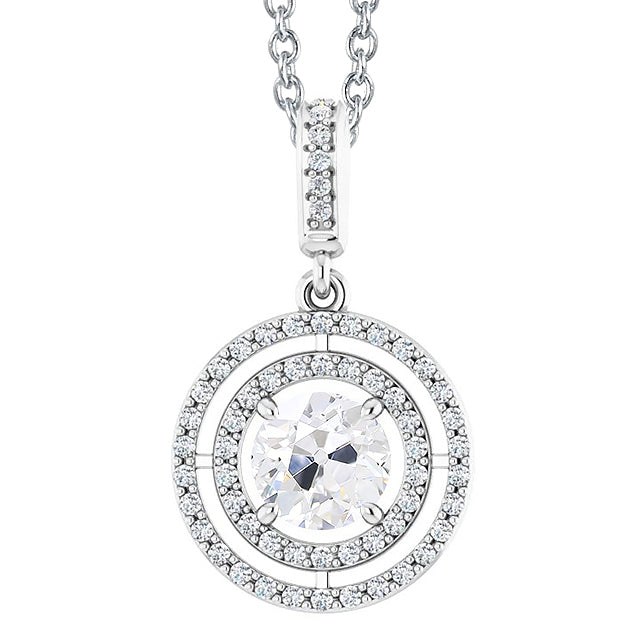 Halo Circle Diamond Pendant Old Miner Cut