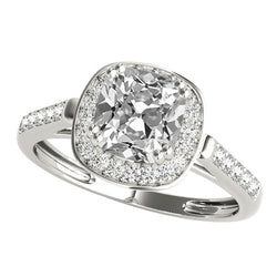 Halo Cushion Cathedral Setting Old Miner Diamond Engagement Ring