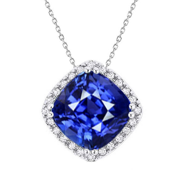 Halo Ceylon Sapphire Lady’s Pendant Gold